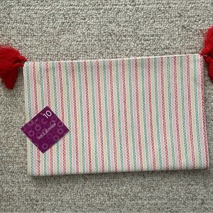 Striped Cotton Table Runner with Red Tassels